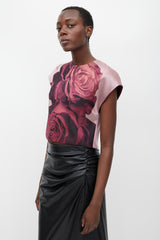 Giambattista Valli Pink & Red Silk Rose Top