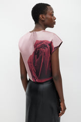 Giambattista Valli Pink & Red Silk Rose Top