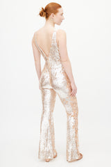 Giambattista Valli Silver & Multicolour Embroidered Sequin Jumpsuit