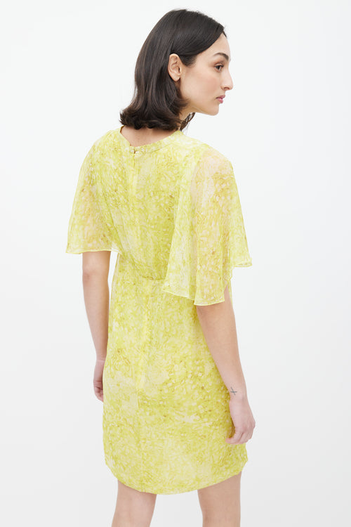 Giambattista Valli Yellow Floral Sheer Overlay Dress