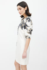 Giambattista Valli Cream & Black Blurry Floral Silk Dress