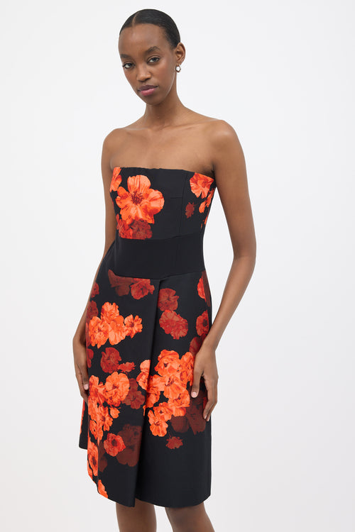 Giambattista Valli Fall 2013 Floral Wool Strapless Dress