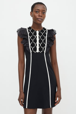 Giambattista Valli Ruffled Lace Panelled Dress