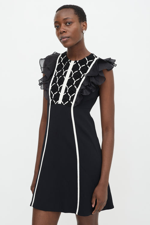 Giambattista Valli Ruffled Lace Panelled Dress