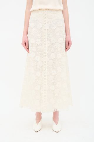 Giambattista Valli Floral Guipure Lace Overlay Skirt