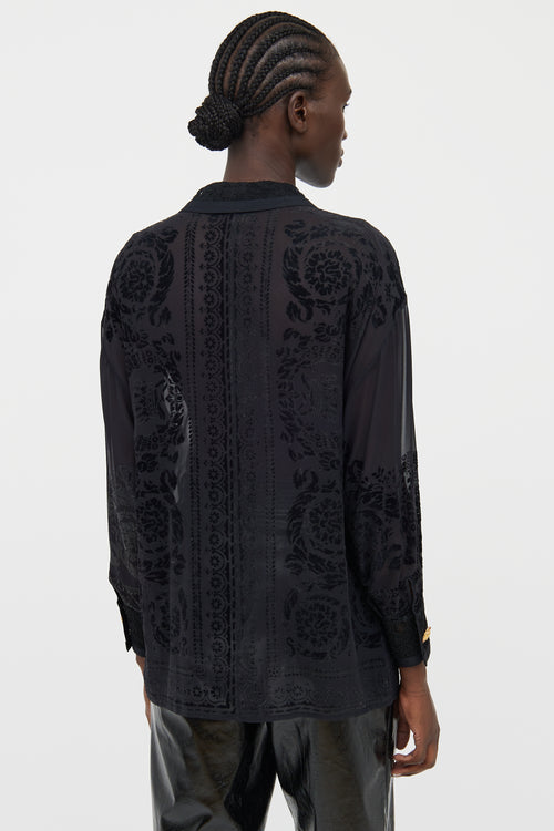 Versace Black Lace Button Up Shirt