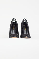 Gianvito Rossi Black & Silver Floral Lace  Heel