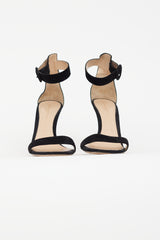 Gianvito Rossi Black Suede Round Toe Sandal