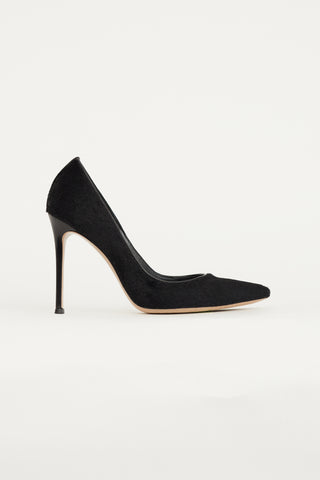 Gianvito Rossi Black Textured Pointed Toe Pump