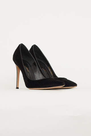 Gianvito Rossi Black Textured Pointed Toe Pump