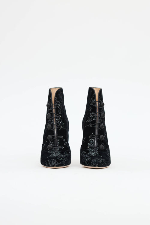 Gianvito Rossi Velvet Floral Booties