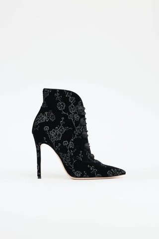 Gianvito Rossi Velvet Floral Booties