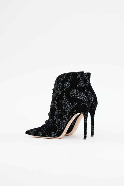 Gianvito Rossi Velvet Floral Booties