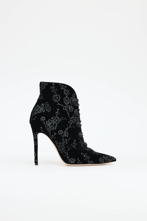 Gianvito Rossi Velvet Floral Booties