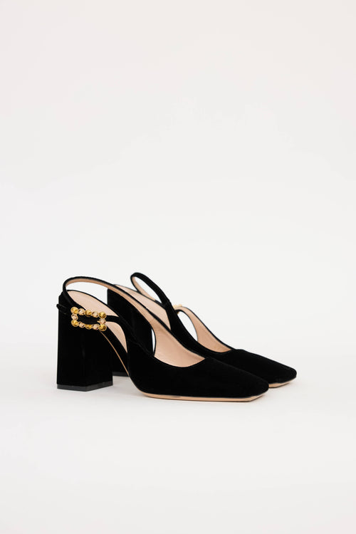 Gianvito Rossi Velvet Wondery Slingback Heel