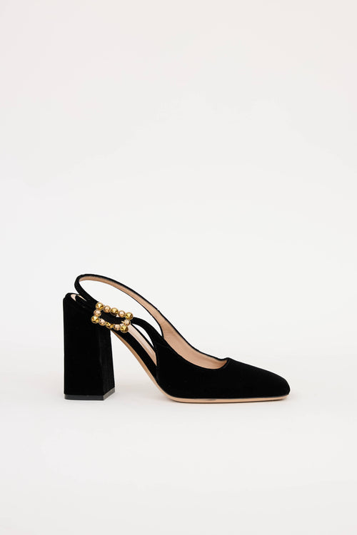 Gianvito Rossi Velvet Wondy Slingback Heel