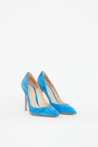 Gianvito Rossi Blue Suede Pointed Pump