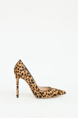 Gianvito Rossi Beige & Brown Hair Printed Heel