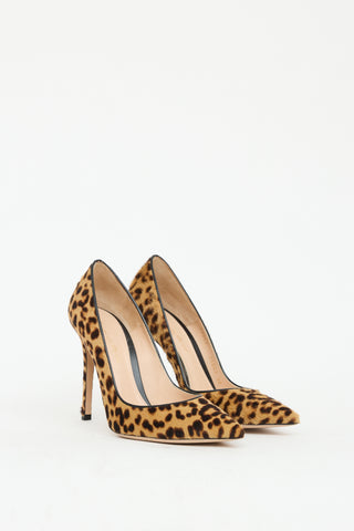 Gianvito Rossi Beige & Brown Hair Printed Heel