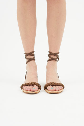 Gianvito Rossi Brown Braided Leather Tie Sandal