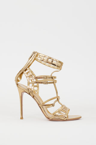 Gianvito Rossi Gold Leather Caged Heel