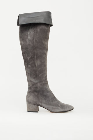 Gianvito Rossi Grey Suede 45 Over The Knee Boot