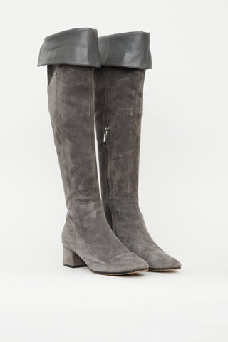 Gianvito Rossi Grey Suede 45 Over The Knee Boot