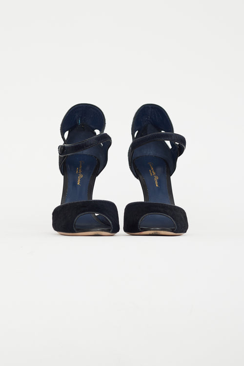 Gianvito Rossi Navy & Black Textured Heel