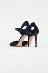 Gianvito Rossi Navy & Black Textured Heel