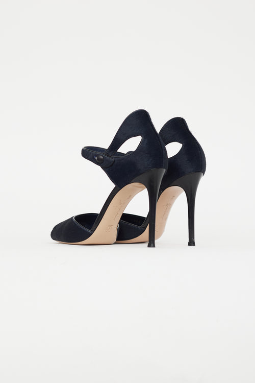 Gianvito Rossi Navy & Black Textured Heel