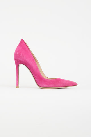 Gianvito Rossi Pink Pointed Toe Suede Heel