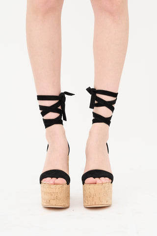 Gianvito Rossi Suede & Cork Ambra Platform Sandal