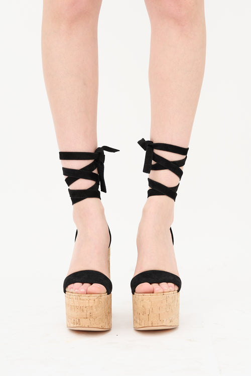 Gianvito Rossi Suede & Cork Ambra Platform Sandal