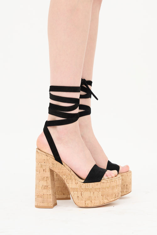 Gianvito Rossi Suede & Cork Ambra Platform Sandal