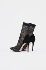 Gianvito Rossi Suede & Lace Brinn Bootie
