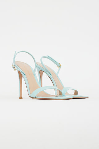 Gianvito Rossi Teal Patent Leather Square Toe Heel