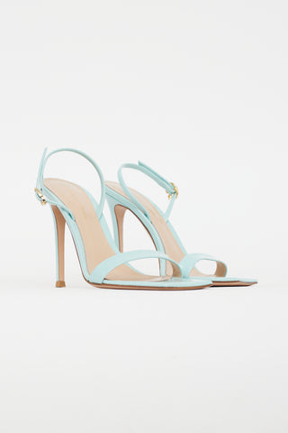 Gianvito Rossi Teal Patent Leather Square Toe Heel