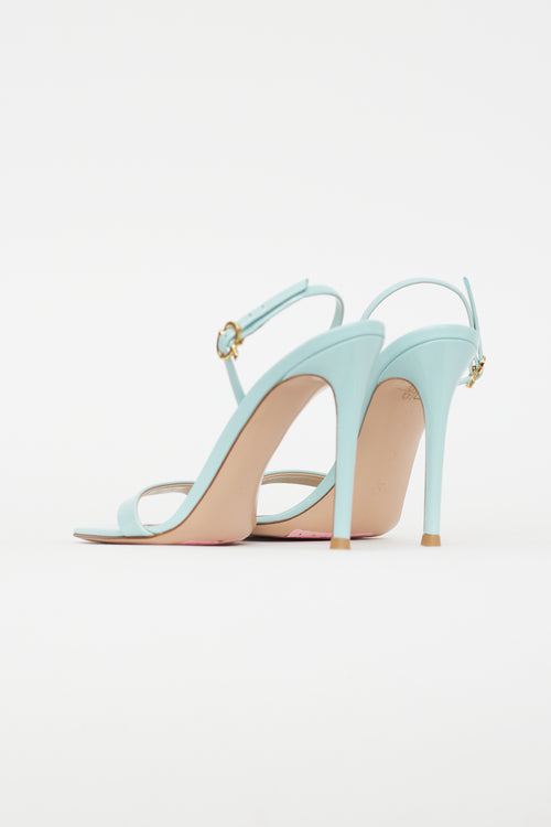 Gianvito Rossi Teal Patent Leather Square Toe Heel