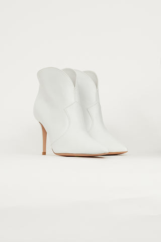 Gianvito Rossi White Leather Pointed Toe Ankle Boot