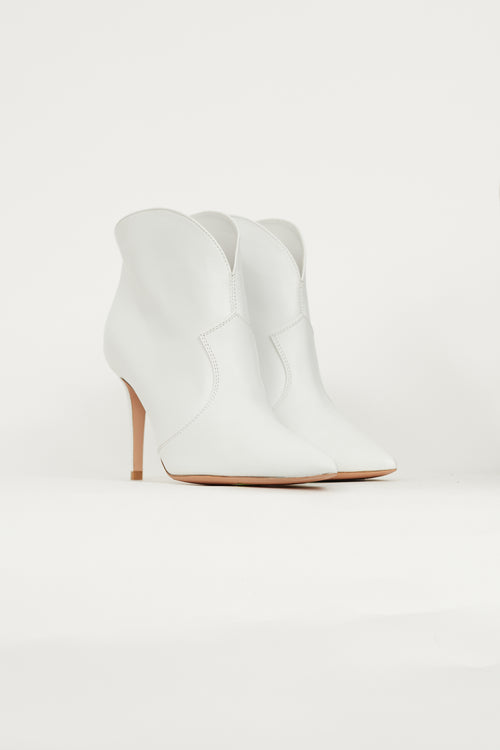 Gianvito Rossi White Leather Pointed Toe Ankle Boot