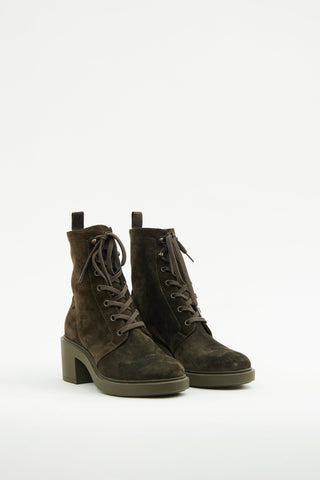 Gianvito Rossi Suede Green Foster Boot