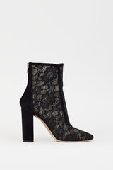 Gianvito Rossi Black Floral Lace & Suede Boleyn Boot