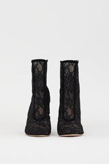 Gianvito Rossi Black Floral Lace & Suede Boleyn Boot