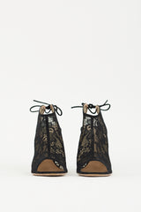 Gianvito Rossi Black Lace Peep Toe Cut Out Heel