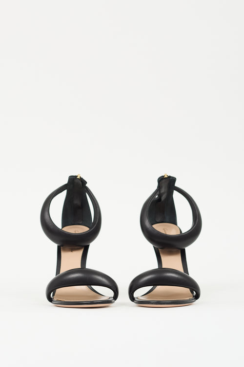 Gianvito Rossi Black Leather Bijoux Heel