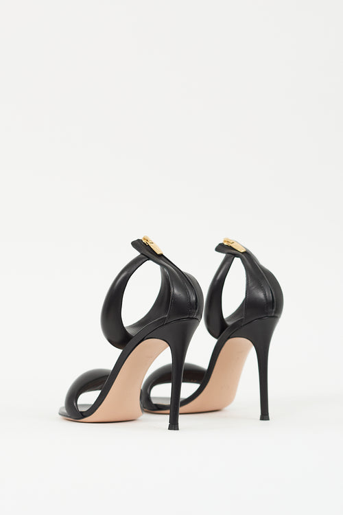 Gianvito Rossi Black Leather Bijoux Heel