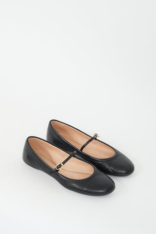 Gianvito Rossi Black Leather Carla Flat