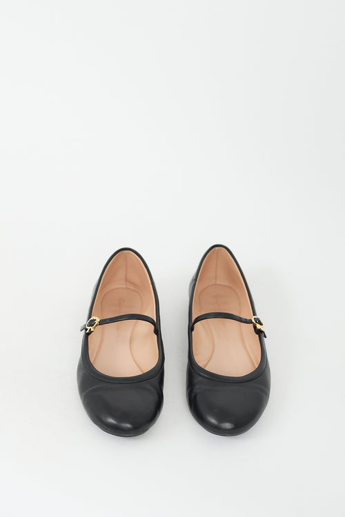 Gianvito Rossi Black Leather Carla Flat