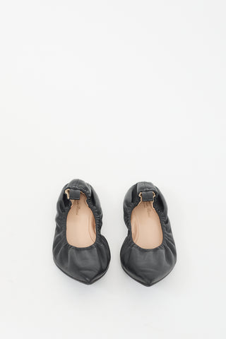 Gianvito Rossi Black Leather Elasticized Flat