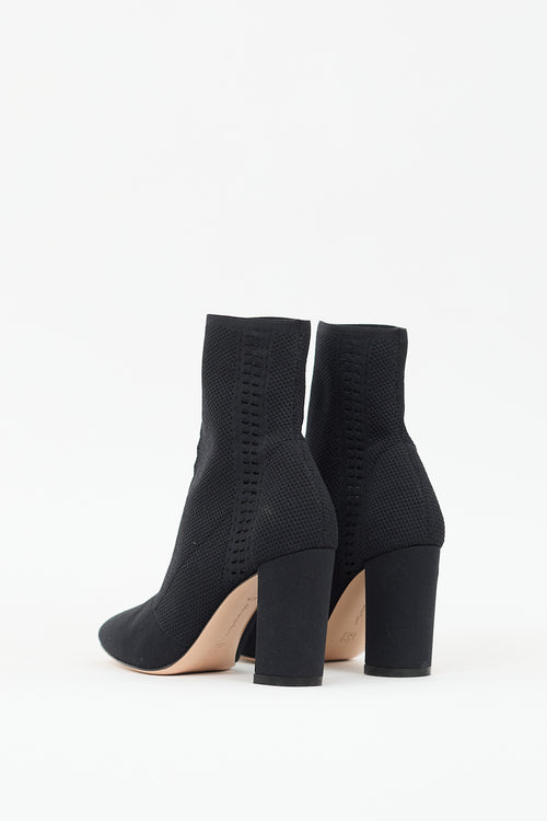 Gianvito Rossi Black Stretch Knit Thurlow Sock Ankle Boot